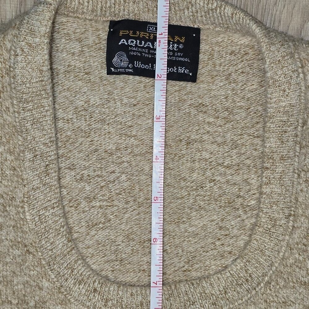 Puritan Women's Sweater Vest XL Oatmeal Lambswool Classic Preppy old money - Picture 6 of 8